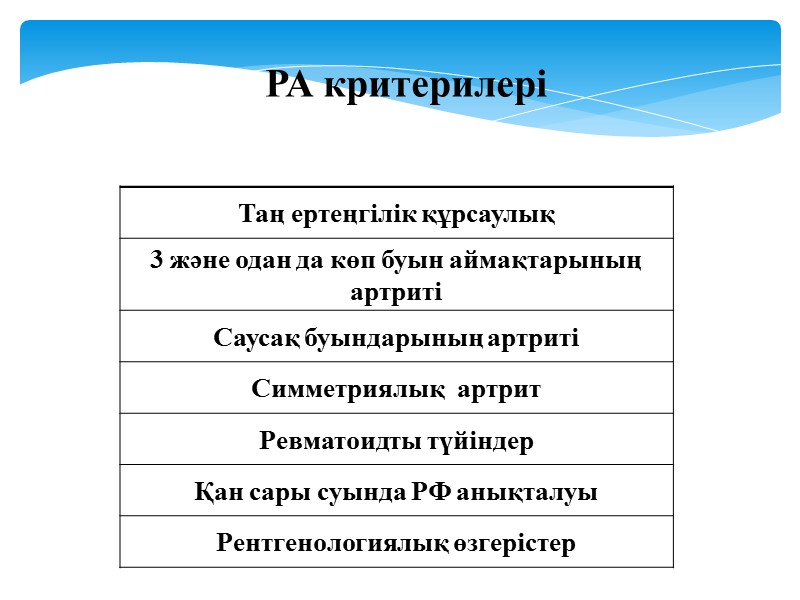 РА критерилері